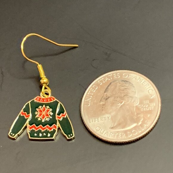 Ugly Sweater Earrings, Christmas Earrings, Holiday Earrings, Gift Idea, Sweater - Picture 4 of 4